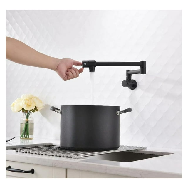 Pot Filler Tap Wall Mounted Foldable Kitchen Faucet Single Cold Single Hole Sink Tap Rotate Folding Spout Chrome Gold Brass ,High Water Flow Rate
