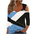 thumbnail image 2 of RXIRUCGD Blouse Décontractée à Rayures à Manches Courtes pour Femmes, Bleu, Taille: 2TG, 2 of 5