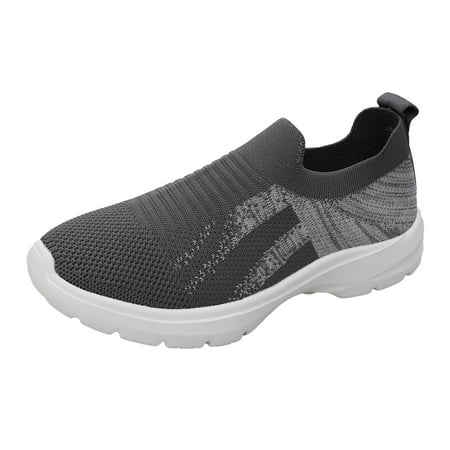 

DVKOVI Zapatos Para Mujer Womens Slip On Sneakers Ladies Fashion Breathable Knitted Mesh Thick Sole Comfortable Casual Sports Shoes Grey 42
