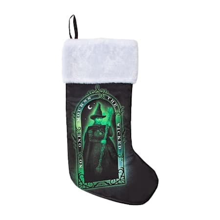 Green Wicked Witch Christmas Stocking with White Plush Cuff, 19-Inch