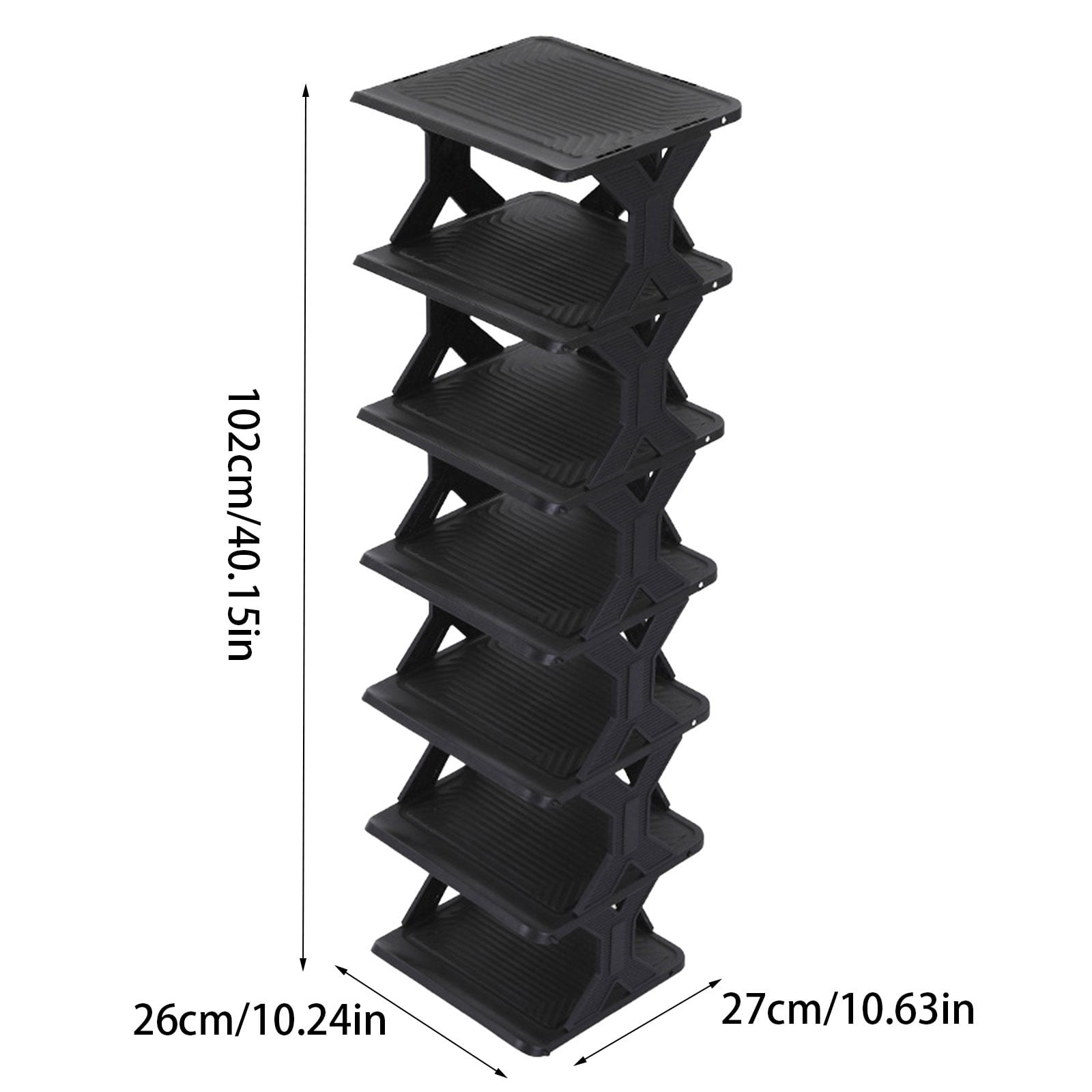 Seyotauo Vertical Shoe Rack -Tall Narrow Shoe Rack Organizer for Small Spaces,7 Tier Bamboo Shoen Shelf for Entryway,Closet,Corner,Doorway,Skinny Shoe Shelf Space Saving Shoe Storage,Free Stackable
