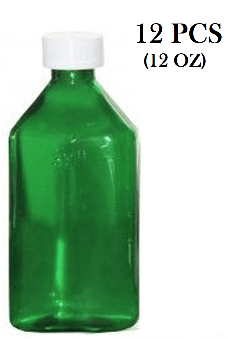 Oval Pharmacy Bottle for Liquid Medicine Green Medicine Bottle