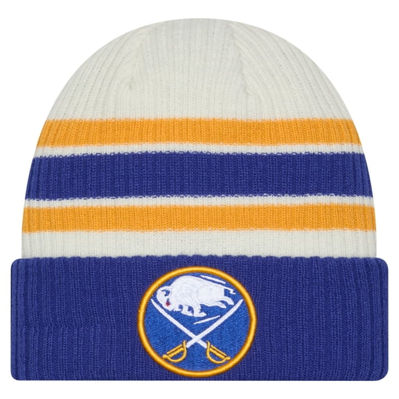 Men's New Era Cream/Royal Buffalo Sabres Vintage Cuffed Knit Hat