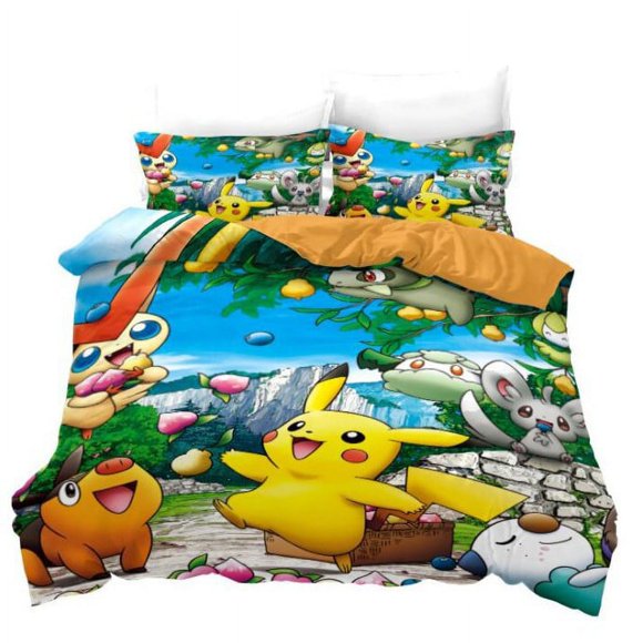 Drap de Lit Dessin Animé animation Numérique Impression Numérique 3D Ensemble Trois Pièces Housse de Couette + Drap + Taie d'Oreiller Adapté pour Enfants Garçons et Filles Ensemble de Literie