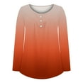 thumbnail image 5 of Women's Fall Henley V Neck Button Up Tunic Tops Flowy Long Sleeve T-Shirts Gradient Printed Blouse for Leggings, 5 of 5