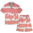 thumbnail image 3 of Men's Gradient Printed Satin Short Sleeve Button Up Pajama Loungewear Set for Comfortable Sleep and Relaxation at Home, 3 of 4