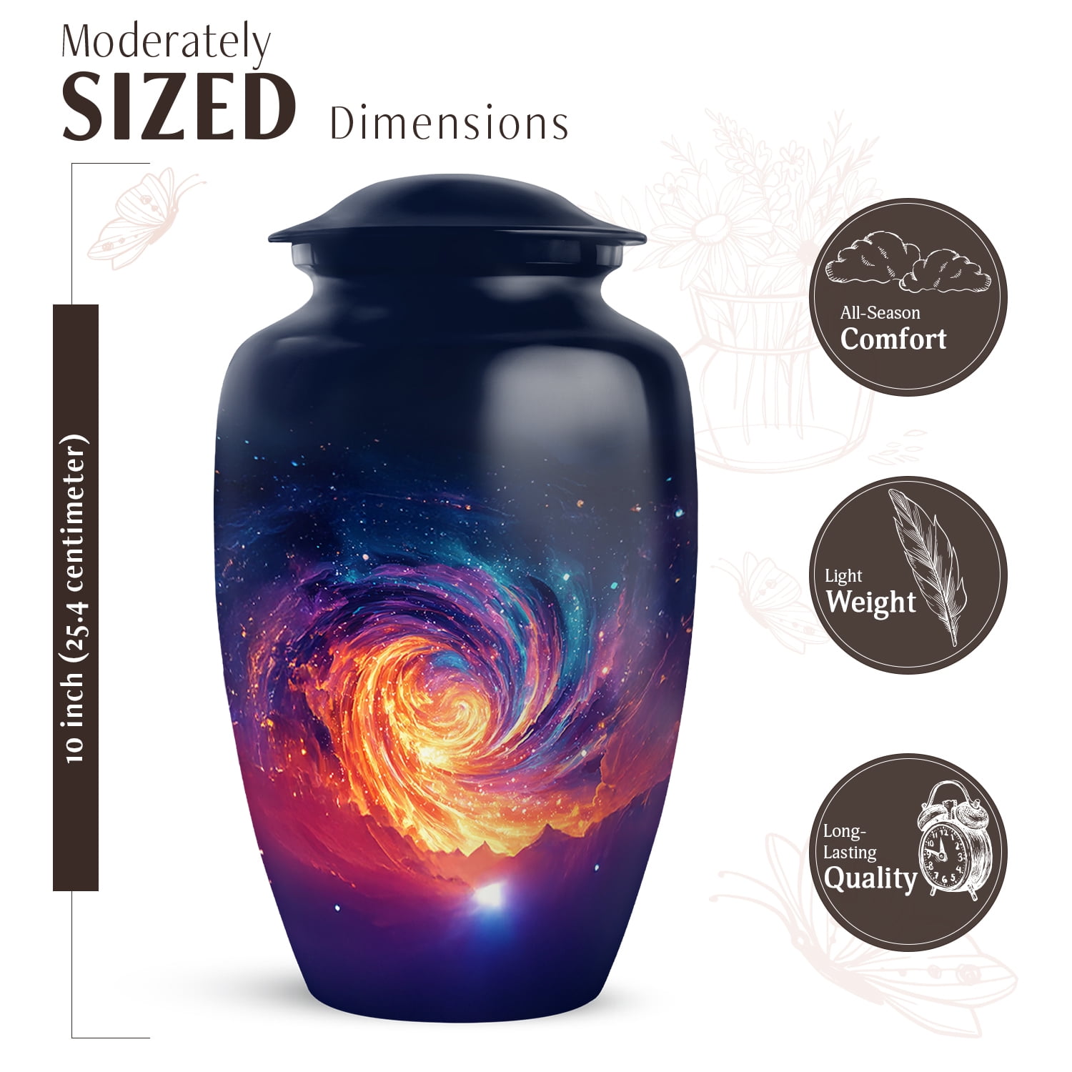 JAGASY Galaxy Urn for Ashes Adult Male, Blue Large Urns for Human Ashes for Women, Galaxy Nebula Decorative Urns for Father, Cosmic Cremation Urn for Mother, (10 Inch)