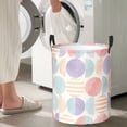thumbnail image 4 of DouZhe Waterproof Collapsible Large Laundry Baskets, Watercolor Geometric Circle Pink Prints Circular Hamper with Handles, 4 of 6