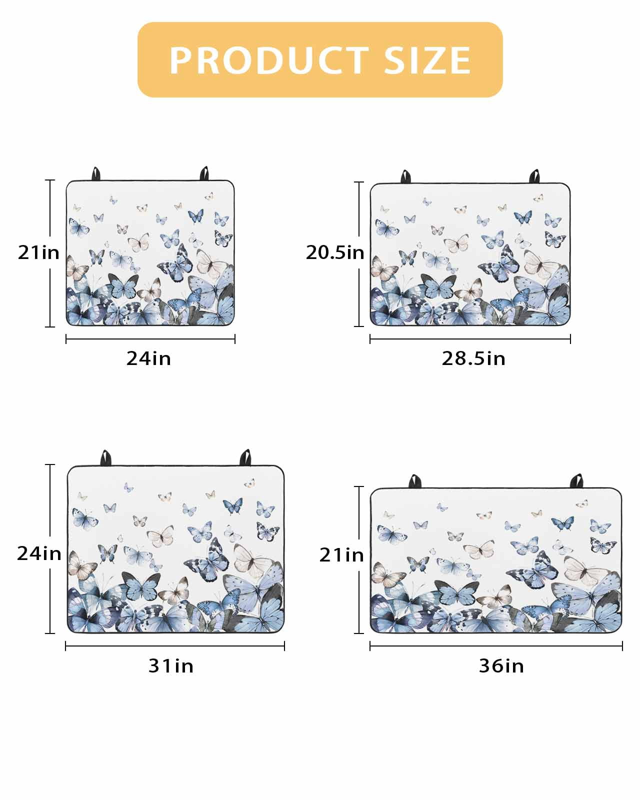 Large Induction Cooktop Protector Mat Blue Butterflies Stove Top Covers for Electric Stove, Elegant Pastoral Butterfly Decorative Stove Burner Cover Mats, Glass Top Stove Cover