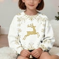 thumbnail image 5 of Tdoqot Girls Christmas Sweatshirts- Cute Pullover Long Sleeve Crewneck Kids Festive Shirts White Size 6, 5 of 7