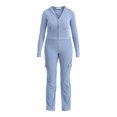 thumbnail image 4 of No Boundaries Brushed Rib Zip Front Hoodie and Flare Pants Set, 2-Piece, Women's XXS-XXL, 4 of 4