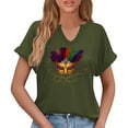 thumbnail image 5 of Craaazy Mardi Gras Shirts for Women Short Sleeve Casual Carnival Printed V-neck T-shirts Gifts, 5 of 6