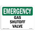 thumbnail image 1 of SignMission OS-EM-A-1218-L-10386 12 x 18 in. OSHA Emergency Sign - Gas Shutoff Valve, 1 of 1