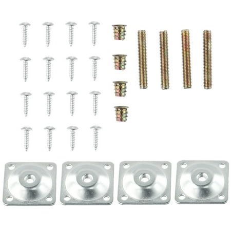 

4×Leg Fixing Mounting Plates Level + 4 Metal Dowel Screws for Securely Furniture