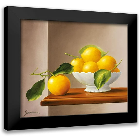 Schoelnhammer, Heinz 13x12 Black Modern Framed Museum Art Print Titled - LEMONS WITH GREEN