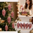 thumbnail image 4 of ZENVIVE Glittered Pinecone Christmas Ornaments, Set of 6 with Gold Caps and Hanging Loops, Festive Holiday Xmas Tree Party Home Indoor Display, Rose Gold Glitter, 4 of 6