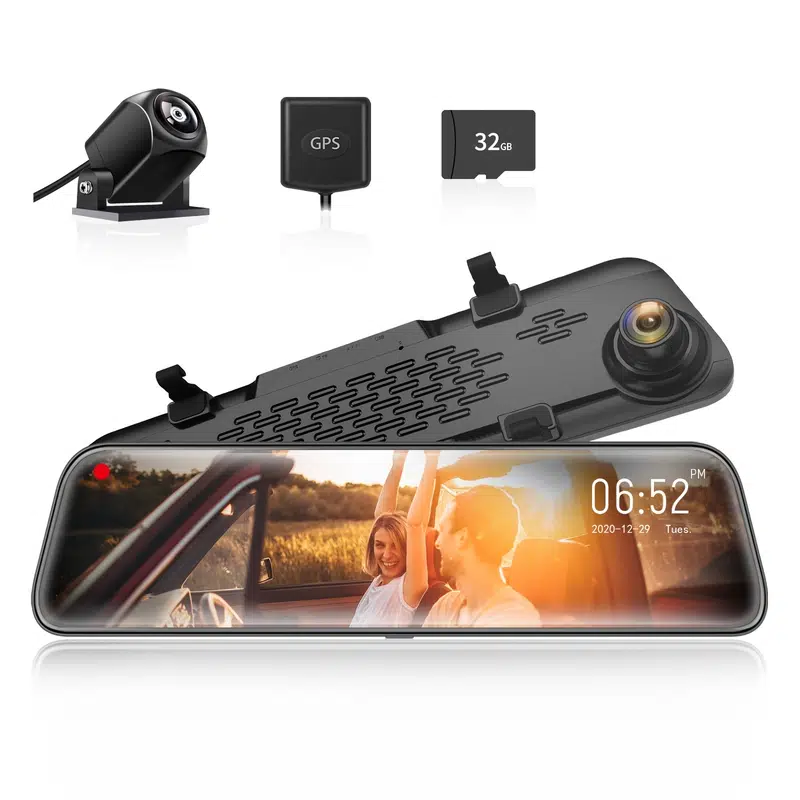 12 Inch Mirror Dash Cam Car Recorder 1296P Smart Rearview Mirror For