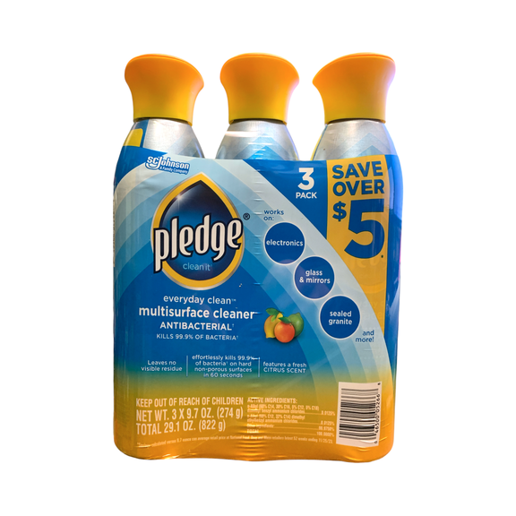 Pledge Everyday Clean Multi Surface Cleaner Fresh Citrus, 9.7 oz (Pack of 3)
