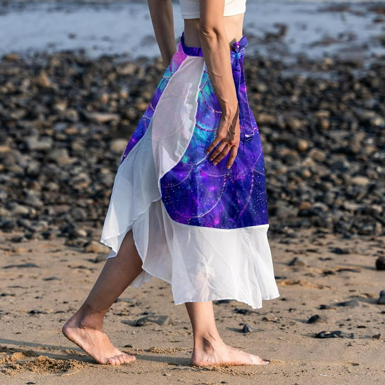 Beach Skirt Womens Beach Cover Up Sarong Sheer Bikini Wraps Mermaid Purple Blue Scales Walmart