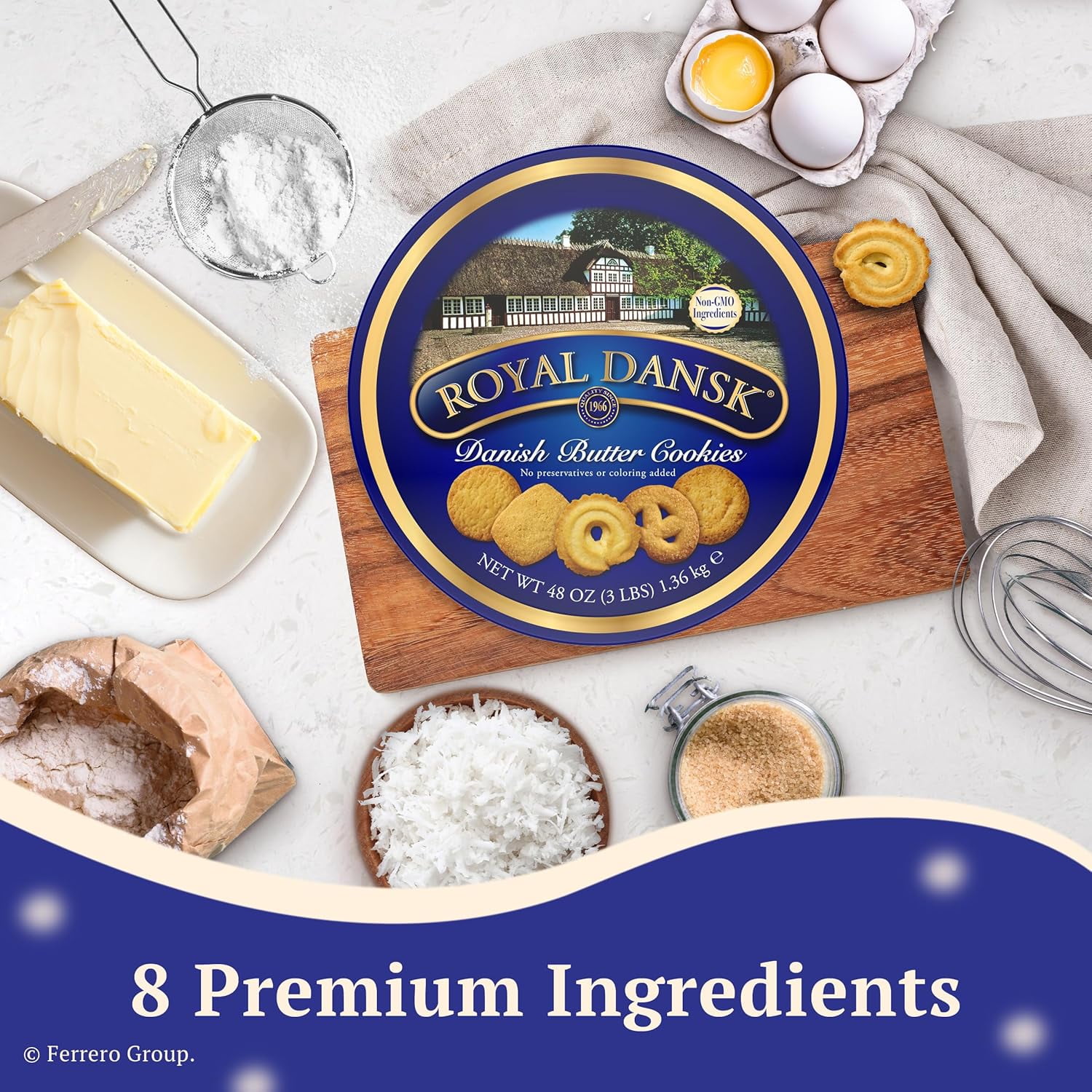 ROYAL DANSK Danish Butter Cookies, 48oz Exclusive Tin, Traditional Assortment, Holiday Gifts, Made with Real Butter, Perfect for Sharing with Recyclable Tin