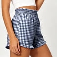 thumbnail image 5 of WXLWZYWL Women Plaid Pajama Shorts Elastic High Waist Ruffle Hem Lounge Sleep Shorts with Side Pockets Summer Casual Bottoms, 5 of 6