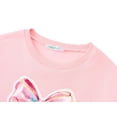 thumbnail image 2 of Cooltree Girl's Pink Sweatshirt - Watercolor Bow Graphic Crewneck Fleece Drop Shoulder Pullover Tops Size 10, 2 of 7