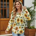 thumbnail image 3 of DISNIMO Sunflower Printed Hoodies for Women Long Sleeve Sweatshirts V Neck Pullover Tops Drawstrings Shirts for Women, XL, 3 of 7
