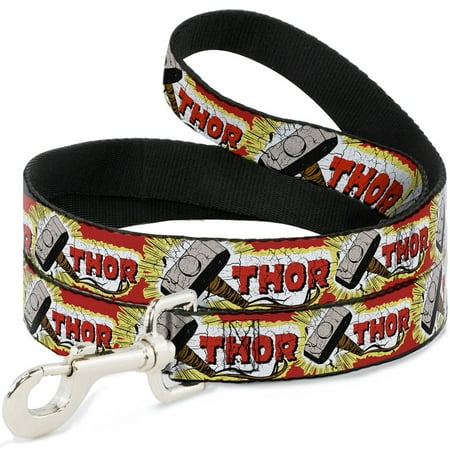 UPC: 0700146190619 | Marvel Comics Pet Leash  Dog Leash  Thor Hammer Red Yellow White  4 Feet Long 1.0 Inch Wide