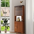 thumbnail image 3 of FENGFAN 5 Tiers Corner Storage Cabinet Tempered Glass Door MDF 30.35x70.86x16.92 in 1 Pack, 3 of 8