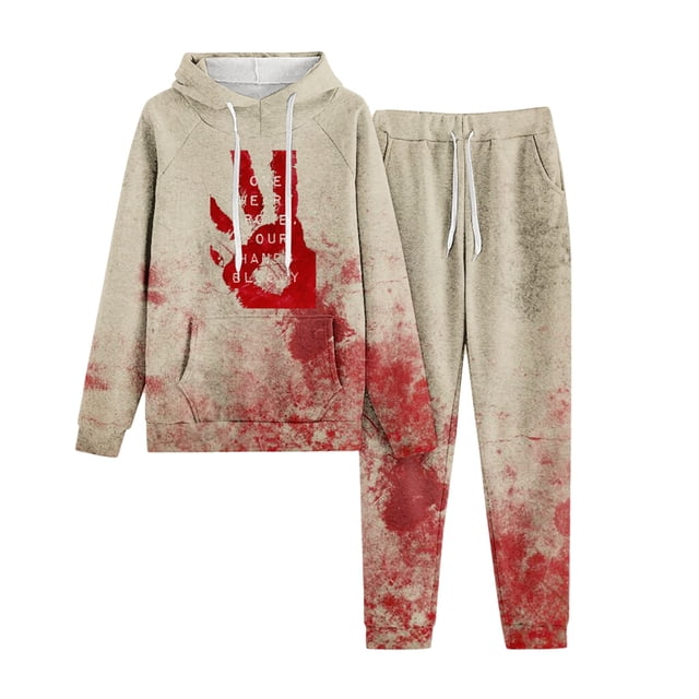 AYA Ensemble à Capuche Imprimé Alphabet Ample pour Femmes, Manches Longues, Pantalon Personnalité