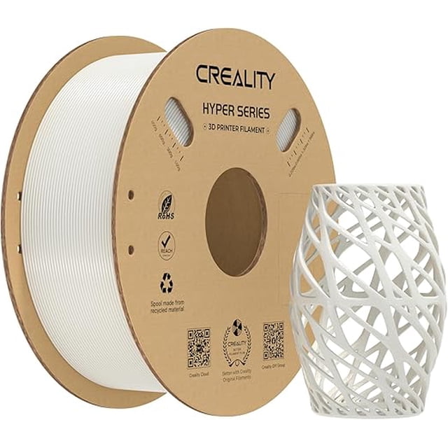 Filamento de Impresión CREALITY HYPER PETG 1.75mm Alta Velocidad 30-600mm/s, 1KG/Carrete, Filamento Hyper PETG, ±0,03mm (Blanco)