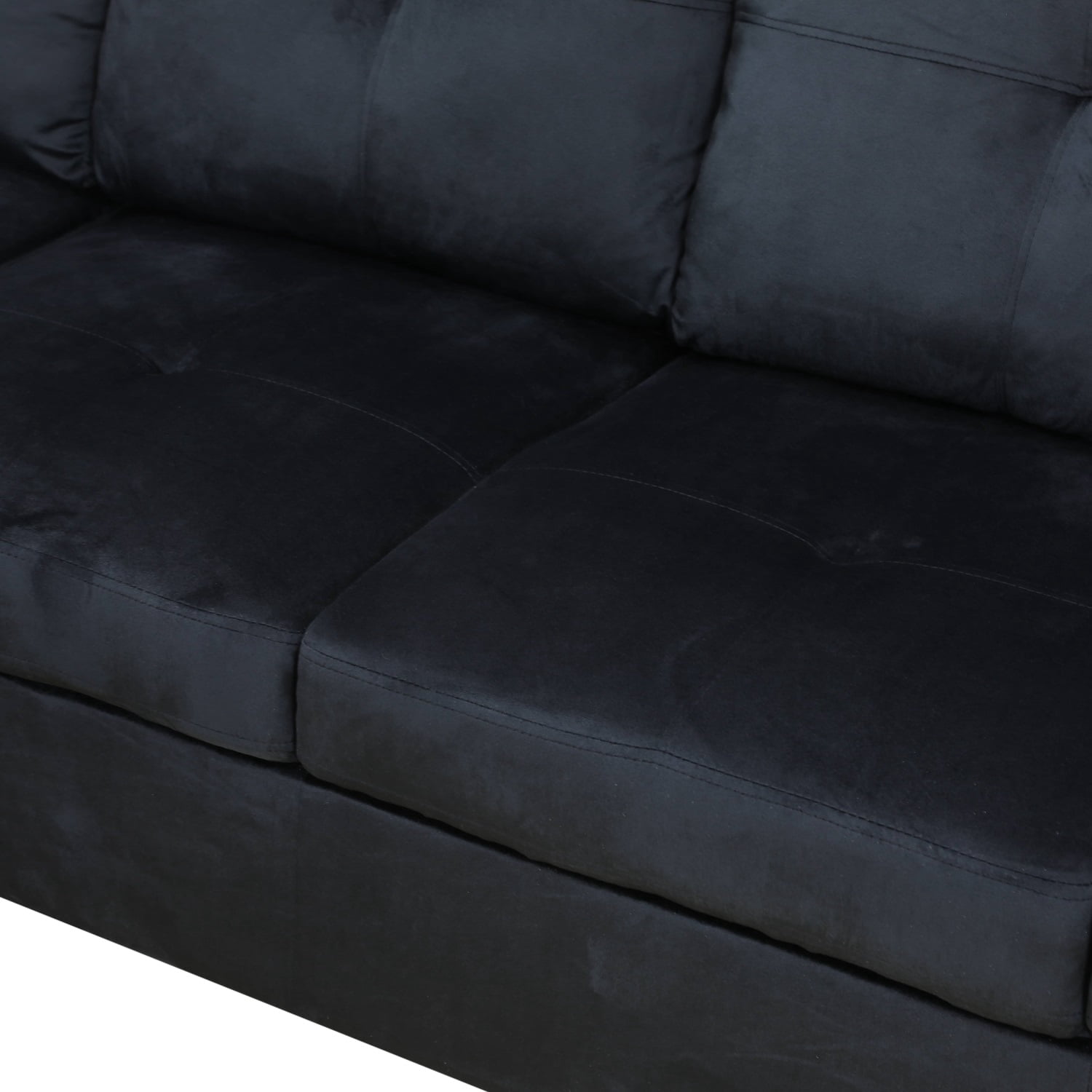 Hommoo Sofa Set, Flannel 2-Piece Couch Living Room Sofa Set,Suitable for Home,Black