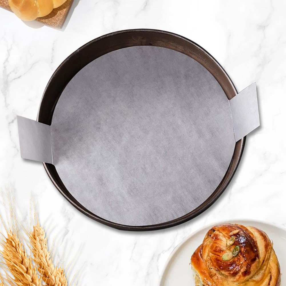 200 Pcs Cake Pan Liners 8 inch Round Baking Parchment Paper Sheets Cooking Oven Paper Cake Baking Circle Sheet with Lift Tabs, Unbleached