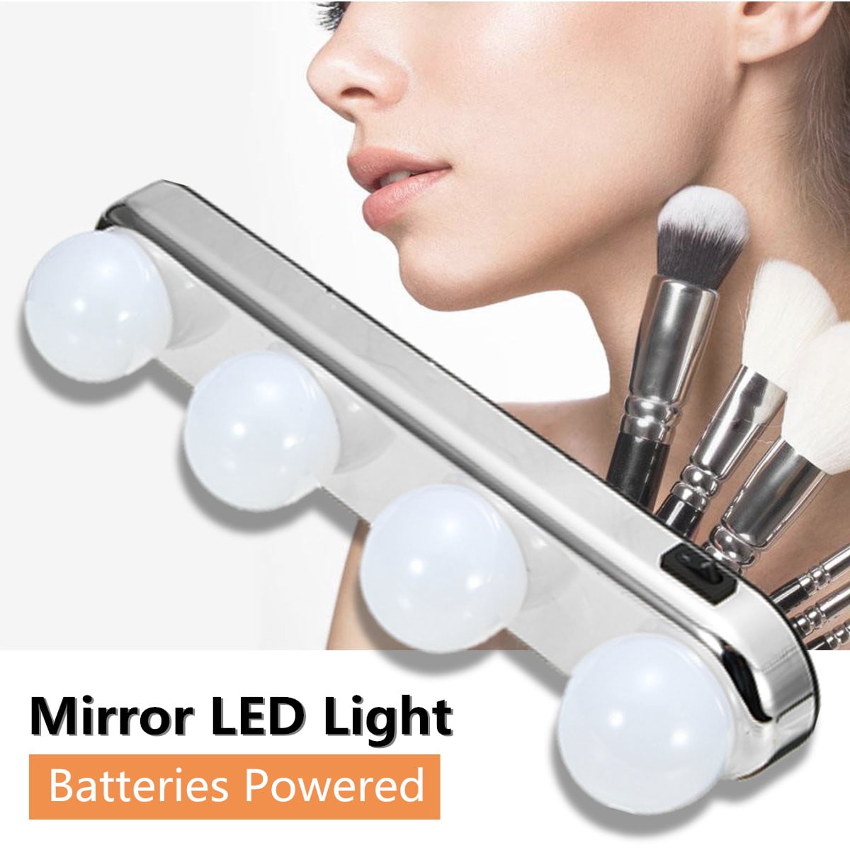 4 Bulbs Mirror Led Light Portable Suction Cups Batteries Powered Makeup Lamp Walmart Canada