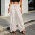 thumbnail image 4 of SAWOBUUN Womens Harem Pants Palazzo Pants Wide Leg Lounge Pants Drawstring Loose Fit Casual Trousers, 4 of 6