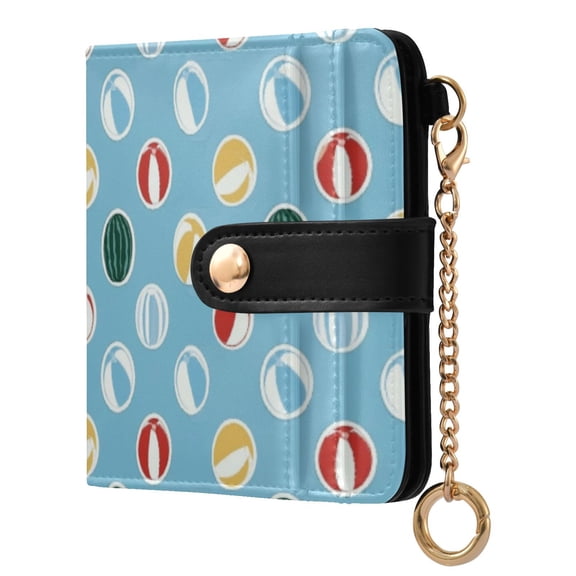 Womens Wallet PU Leather Bifold Small Purse with RFID Blocking Credit Card Holder Multi-colored Small Ball