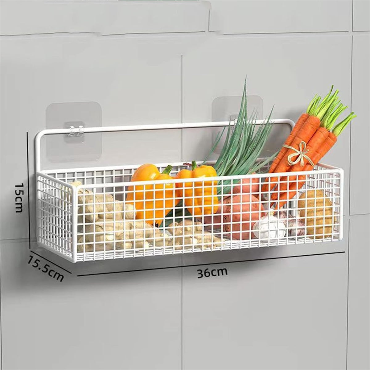GIXUSIL 1Pack Hanging Wire Baskets Thickened Metal Wall Basket, Home Kitchen Storage Organizer for Cabinets & Closets, Bathroom, Pantry, Bedroom (White)