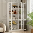 thumbnail image 3 of FUFU&GAGA 6-Door Kitchen Pantry Display Cabinet Bookcase with 10 Tier Shelves, 47.2" Wide, 3 of 7