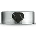 thumbnail image 2 of Tungsten Heart Shaped Baseball Ball Band Ring 8mm Men Women Comfort Fit Brushed Gray Flat Cut Black Polished, 2 of 4