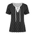 thumbnail image 5 of MORESEC Women Plus Size Short Sleeve V Neck Tie Front Polka Dot Blouses Dressy Casual Tops Cute Tee Shirts Summer Vacation Party Clothes, Black M, 5 of 5