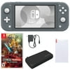 Nintendo Switch Lite in Gray with Hyrule Warriors: Age of Calamity and Accessories