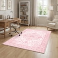 thumbnail image 3 of Janvonne Bohemian Pink Area Rug, Soft Low-Pile Washable Non-Slip Vintage Throw Rug for Living Room Bedroom Nursery, Stain Resistant Kid & Pet Friendly,4'x6', 3 of 8
