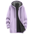 thumbnail image 3 of Long Winter Coats for Women 2025 Long Sleeve Fleece Lined Plain Zip Up Hooded Jacket with Pockets Outerwear, 3 of 6
