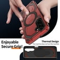 thumbnail image 5 of Armor Designed for Samsung Galaxy A35 Magnetic Case, Rugged Shockproof, with 360 Rotate Ring Kickstand, Hard Anti-Drop Heavy Duty Protection Hybrid Phone Cover for Galaxy A35, Red, 5 of 7
