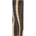 thumbnail image 3 of SAFAVIEH Florida Ellen Abstract Shag Runner Rug, Dark Brown/Beige, 2'3" x 7', 3 of 3