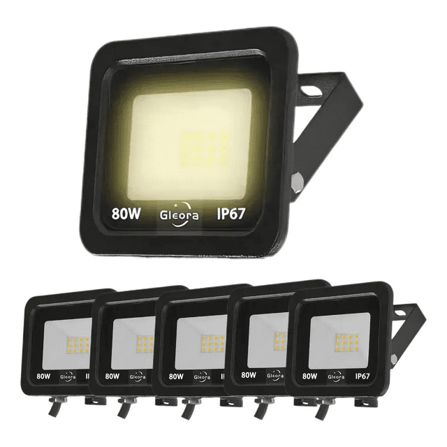 5 Pzs Reflector Luz Led 80w Ip67 Exterior Alta Potencia Xtellar Negro