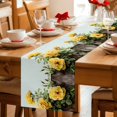 thumbnail image 5 of Spring Floral Table Runner 70 Inches, Yellow Roses Leaves Pastoral Botanical Farmhouse Bed Runner Dresser Scarves Tabletop for Indoor Outdoor Parties/Ceremony/Banquet, 13" x 70", 5 of 9