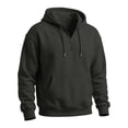 thumbnail image 5 of Qwertyu Big and Tall Hoodies for Men Crew Neck Long Sleeve Quarter Zip Up Sweatshirt Fall Winter Casual Loose Pullover Hoodies with Pockets Dark Gray XL, 5 of 6