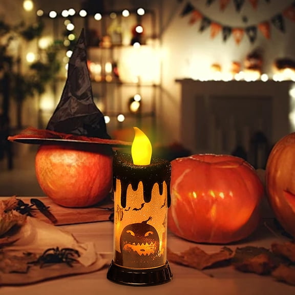 Under $1 GFHFHITJ Halloween Candle Lamp Smal lCandle Night Light Desktop Decorations Halloween Scenery Ornaments Halloween Gifts