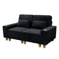 thumbnail image 5 of Aukfa 3 Piece Sofa Set - 71" Deep Seat Couch Loveseat Couch w/ Cup Holders&Pillows, Solid Wood Legs, Black, 5 of 9
